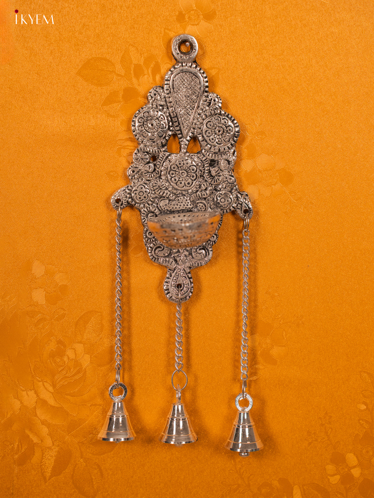 Magnificent German Silver Hanging Diya with Bells 