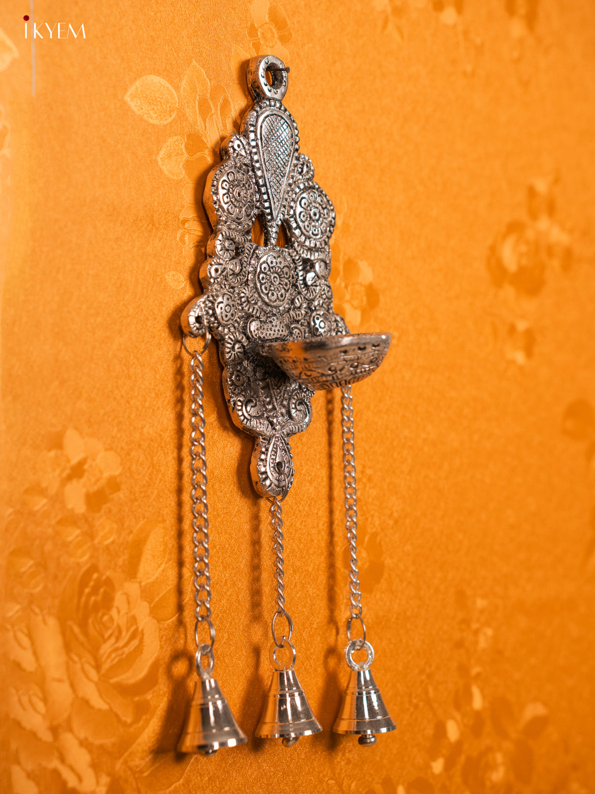 Magnificent German Silver Hanging Diya with Bells 3