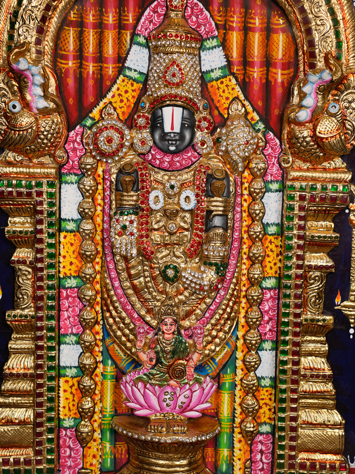 Magnificent Lord Tirupati Balaji Thanjavur Painting 1