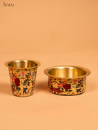 Majestic Flowers & Birds Printed Brass Dabara set