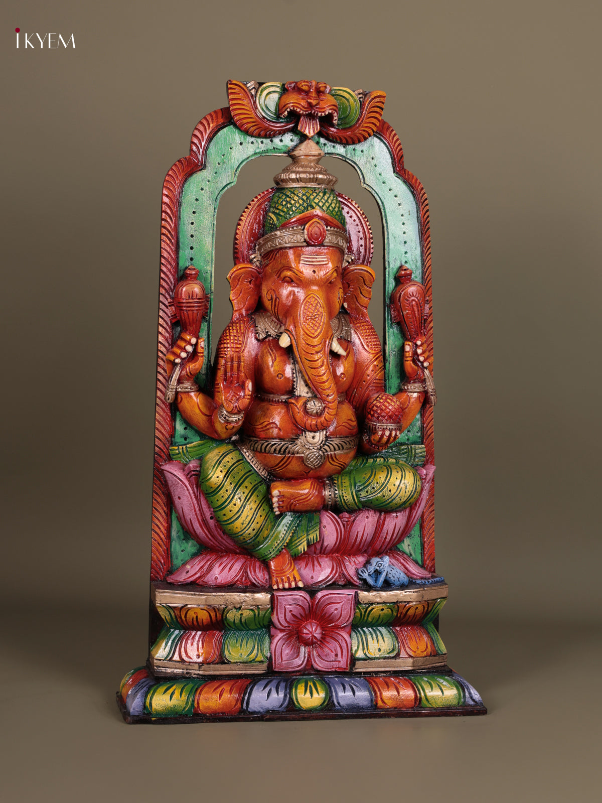 Majestic Hand Carved Lord Ganesha Wooden Statue 1