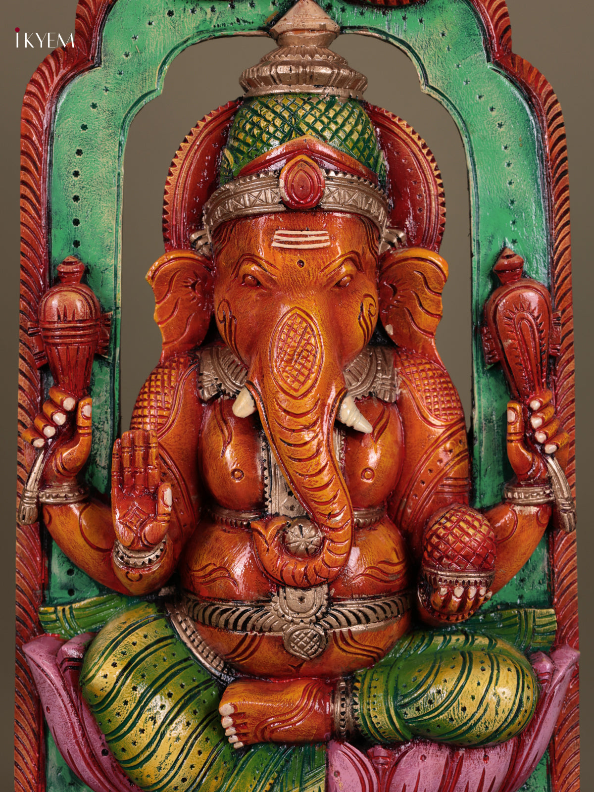 Majestic Hand Carved Lord Ganesha Wooden Statue 2