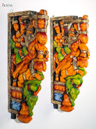 Majestic Hand Painted Wooden Horse & Rider Wall Bracket Set 