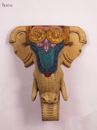 Majestic Set Of 2 Wooden Hand Carved Elephant Head Wall Bracket 2