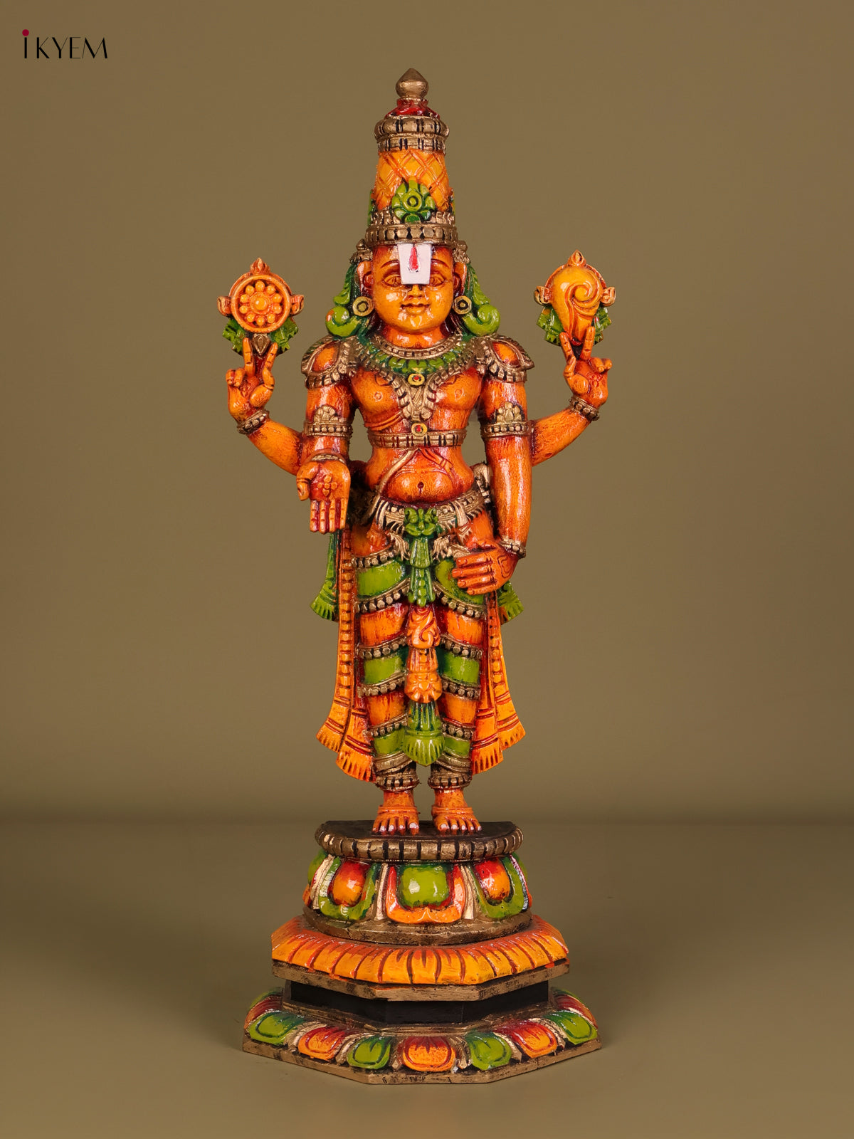 Majestic Wooden Hand Carved Lord Balaji Statue