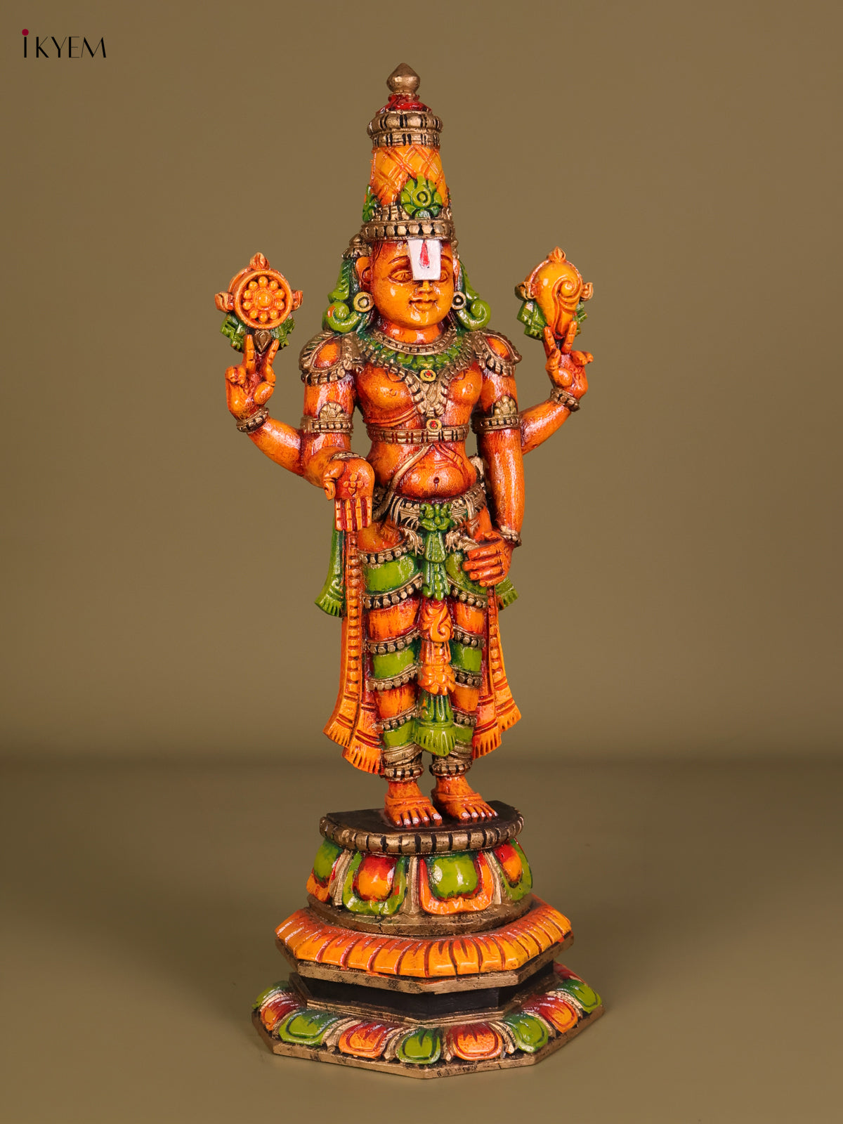 Majestic Wooden Hand Carved Lord Balaji Statue 1