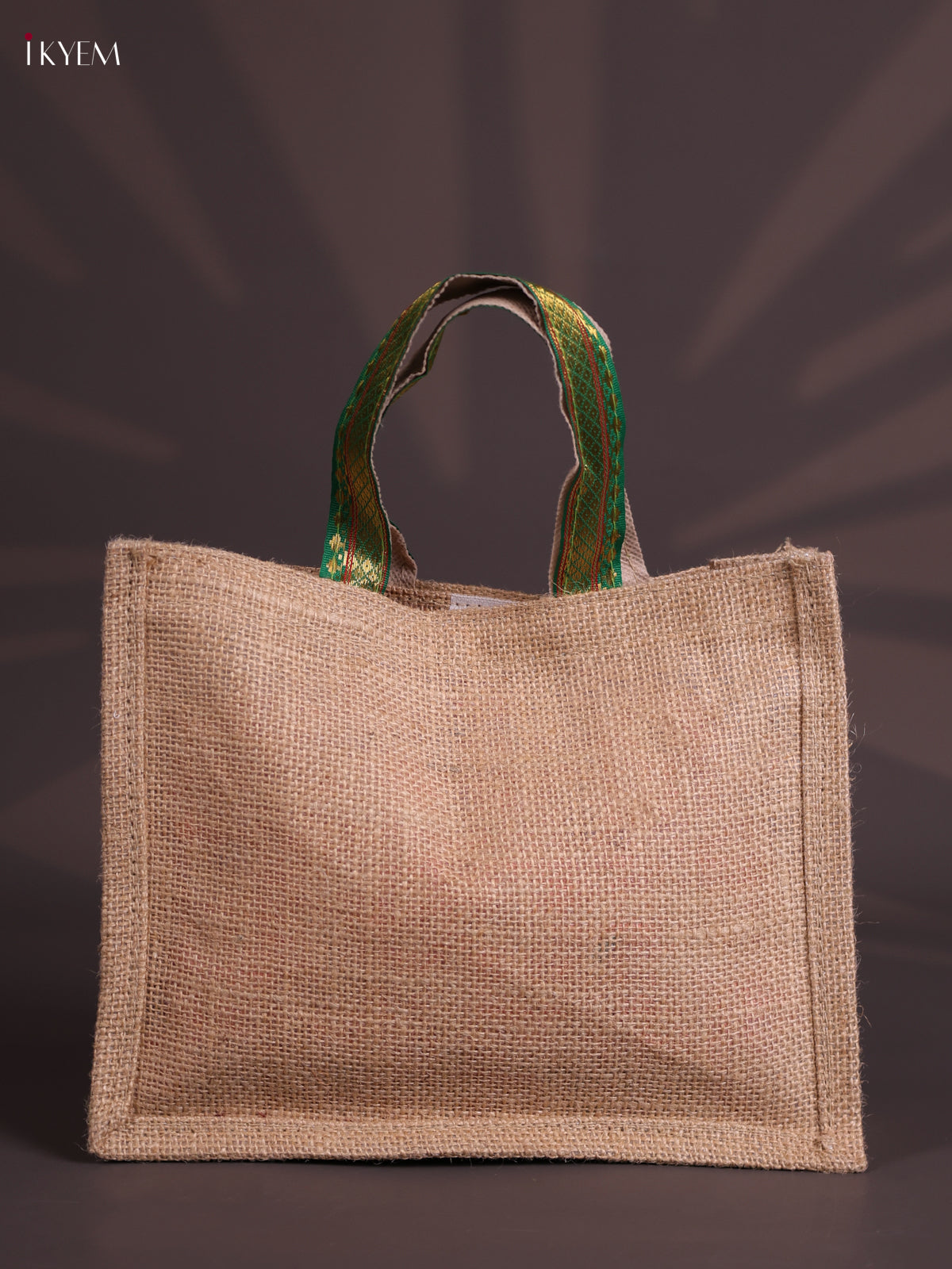 Maroon Half & Half Raw Silk Jute Bag with Velcro on Top 2