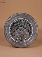 Meenakari Storage Box With Fan Tailed Peacock Design With Blue & Green Accents 2