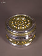 Meenakari Storage Box With Mandala Floral Design With Yellow & White Accents 