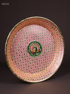 Opulent Peach Meenakari Latice Printed Round Plate 3