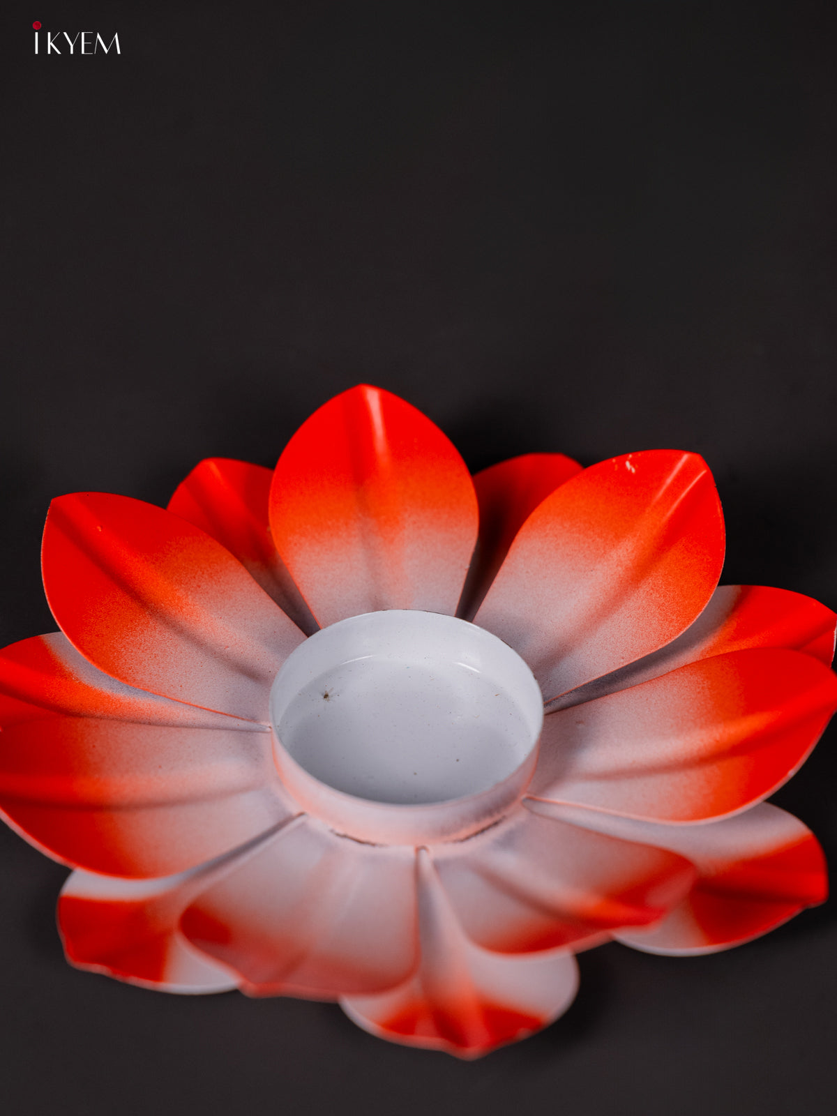 Orange Hand-Painted Lotus Decorative Candle Holder