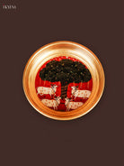Ornate Pichwai Tree & Cows Printed Golden Brass Coated Decorative Plate 1