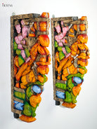 Ornate Set Of 2 Handcrafted Horse & Rider Wooden Wall Bracket 