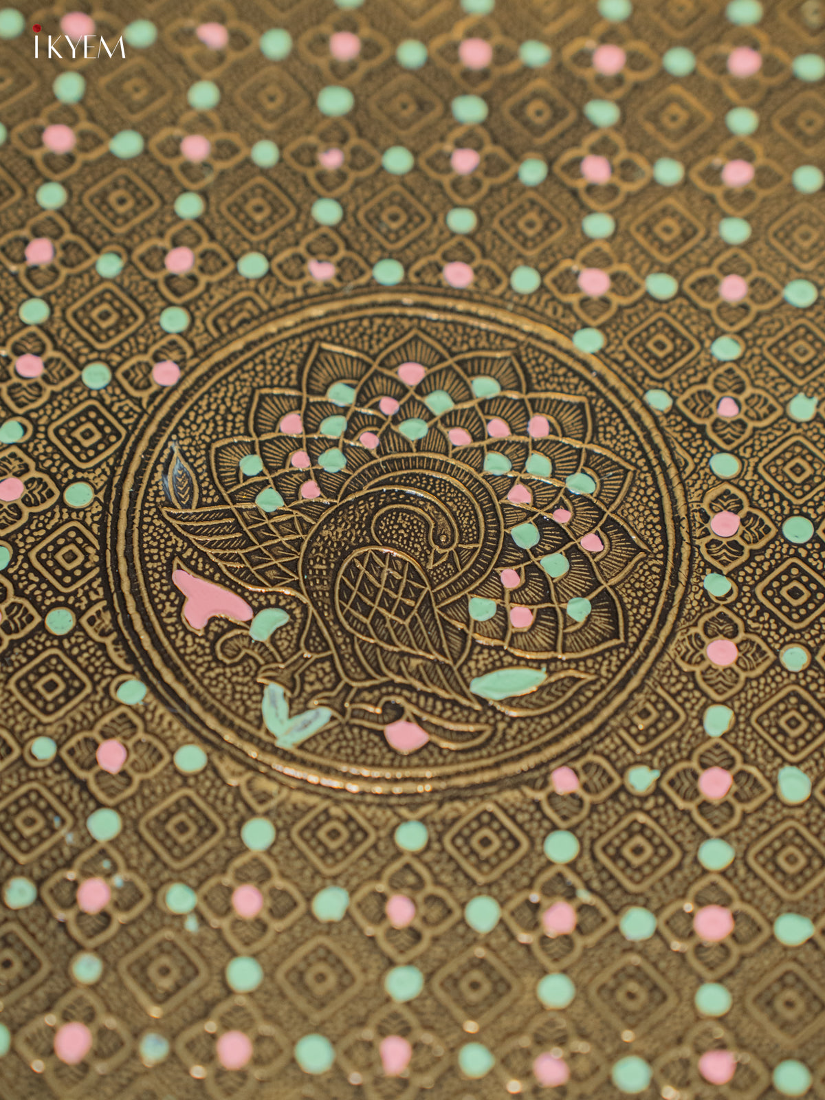 Oxidized Meenakari Plate With Peacock Design 2