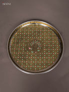 Oxidized Meenakari Plate With Peacock Design 3
