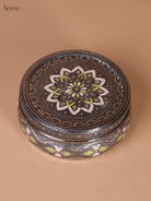 Oxidized Silver Storage Box With Floral Design 1