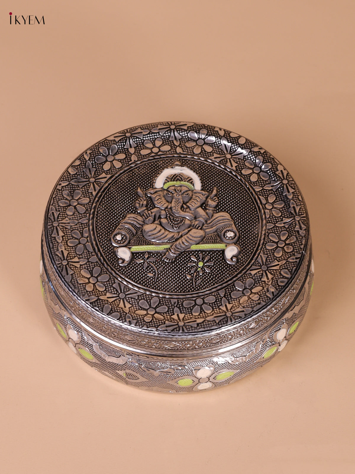Oxidized Silver Storage Box With Ganesha Design 1