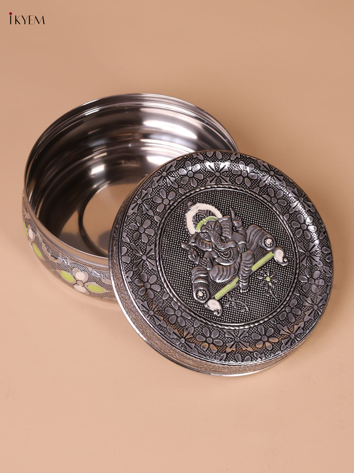 Oxidized Silver Storage Box With Ganesha Design 2