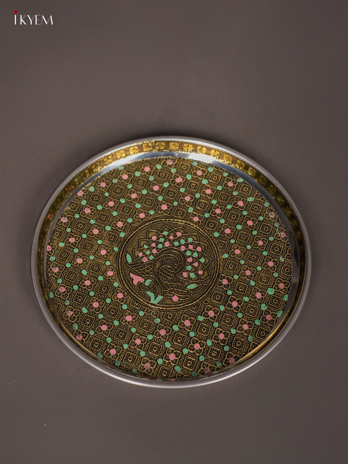 Peacock Design Oxidized Meenakari Plate 3