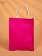 Pink Jute Bags With Kolam Print