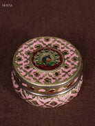 Pink & Red Meenakari Design Steel Dabba 