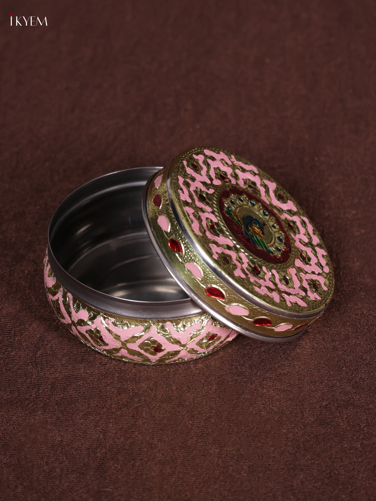 Pink & Red Meenakari Design Steel Dabba 1