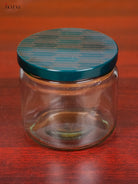 Pretty Glass Storage Jars With Teal Digital Printed Lid