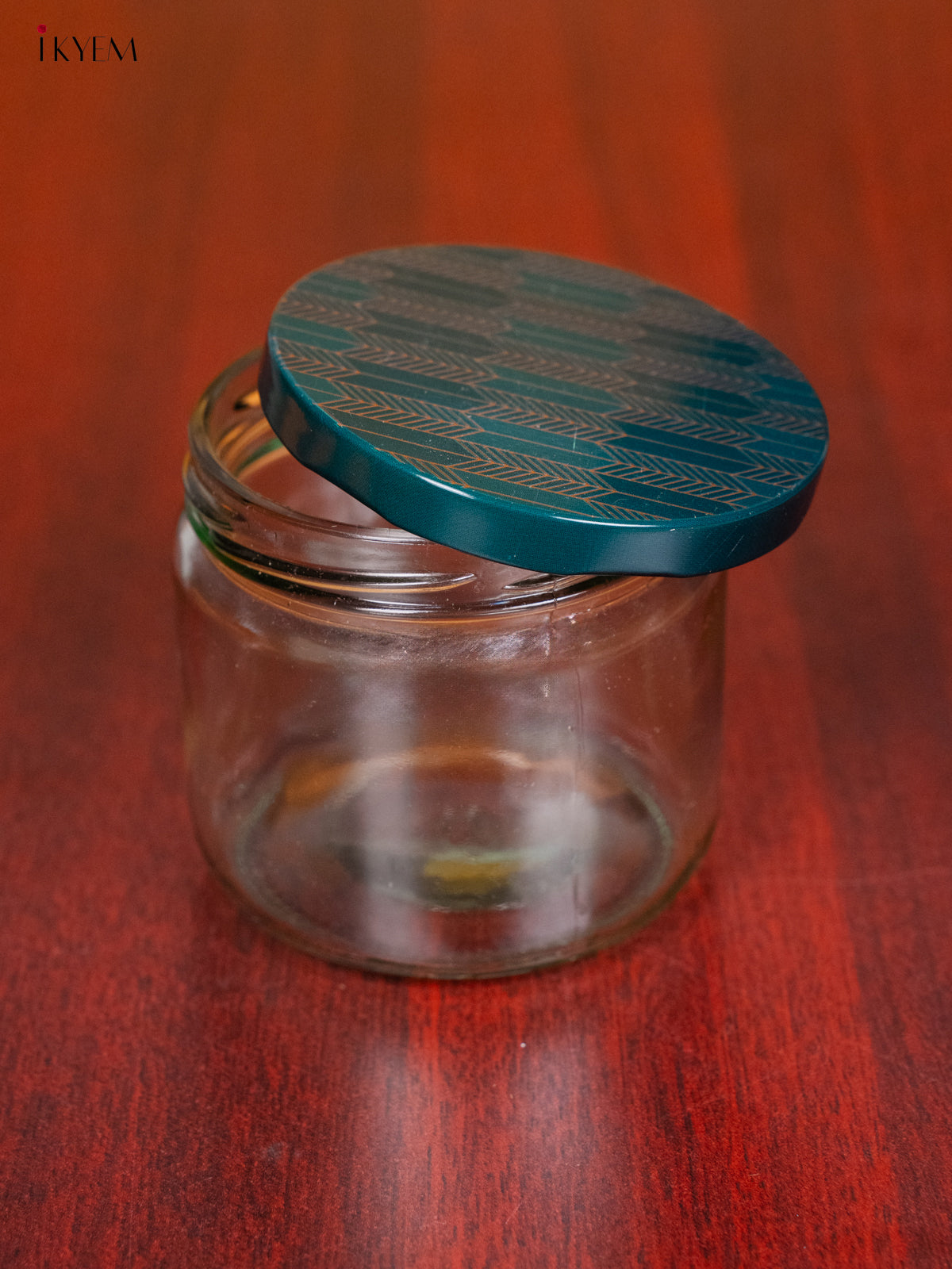 Pretty Glass Storage Jars With Teal Digital Printed Lid 3