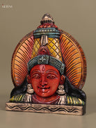 Pretty Hand Carved Goddess Lakshmi Face Wooden Panel 2
