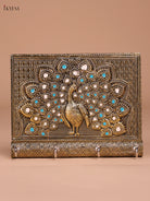 Pretty Meenakari Peacock Printed Oxidized Gold Key Hanger