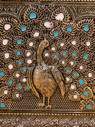 Pretty Meenakari Peacock Printed Oxidized Gold Key Hanger 1