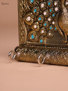 Pretty Meenakari Peacock Printed Oxidized Gold Key Hanger 2