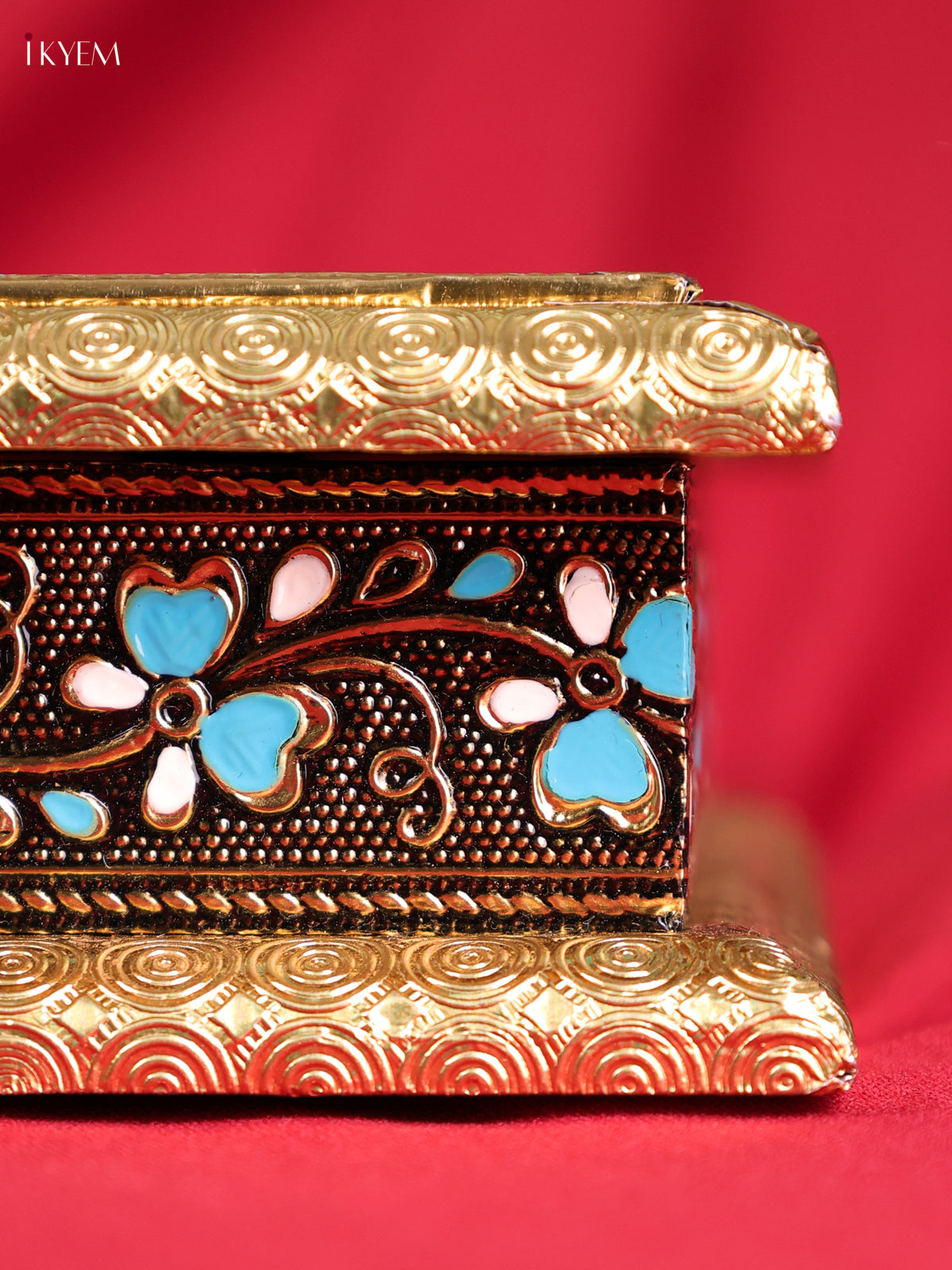 Pretty Wooden Dry Fruit Box In Turquoise With Peacock Design 3