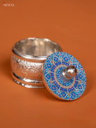 Rangoli Designed Kumkum Dabba in German Silver 