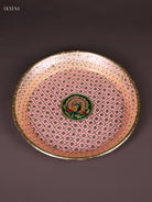 Ravishing Peach Meenakari Latice Printed Round Plate