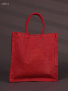 Red Half & Half Kalamkari Jute Bags with Rope Handles