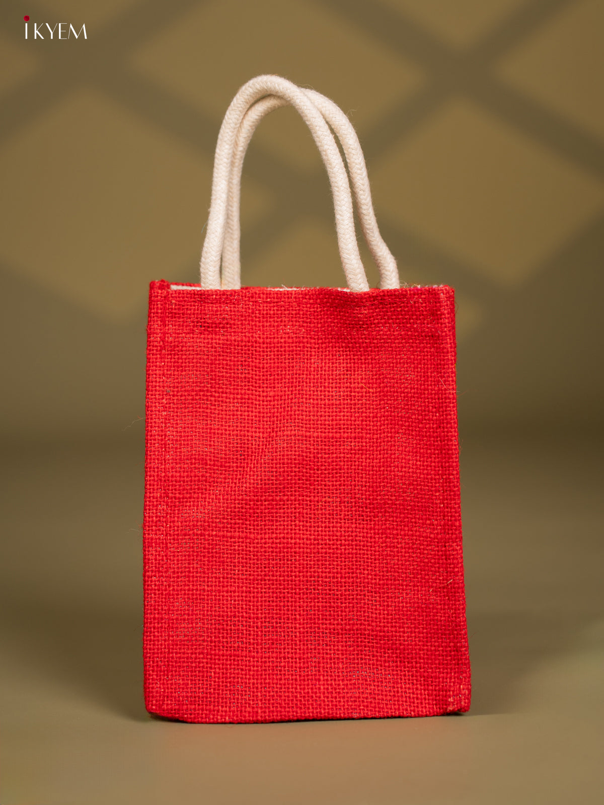 Red Jute Bags With Lord Ganapathy Print - 8 Inch