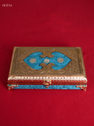 Regal Blue Velvet Gold Embossed Dry Fruit Box 