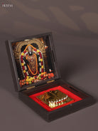 Regal Dark Color Paduka Box With Lord Venkateshwara Picture & Footprints 1