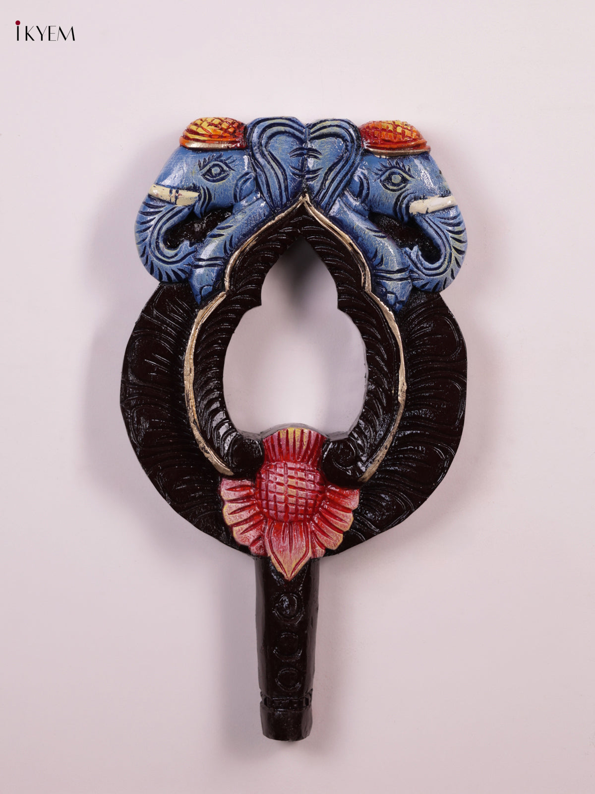 Regal Elephant Carved Hand Painted Wooden Wall Frame 
