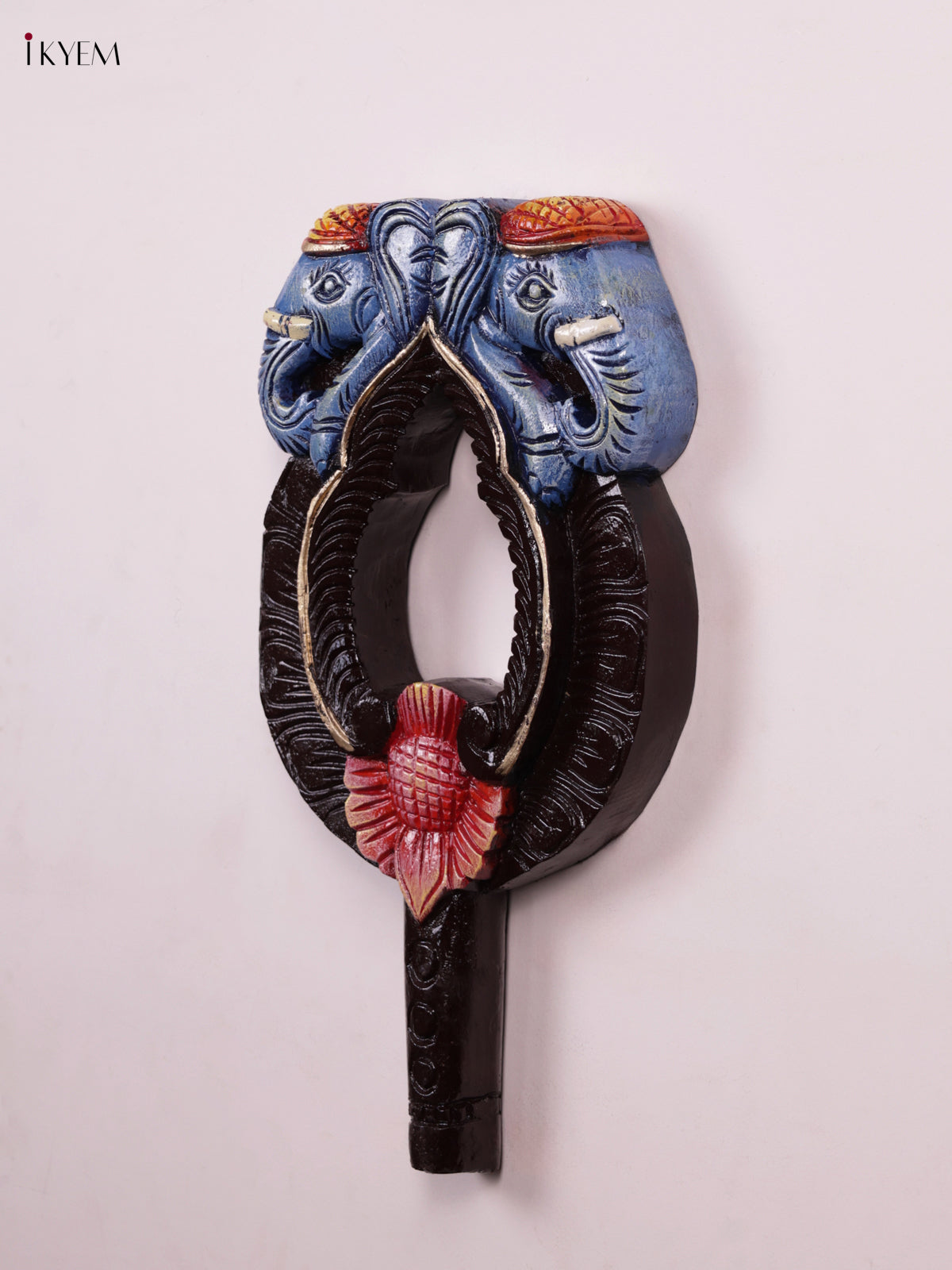 Regal Elephant Carved Hand Painted Wooden Wall Frame 1