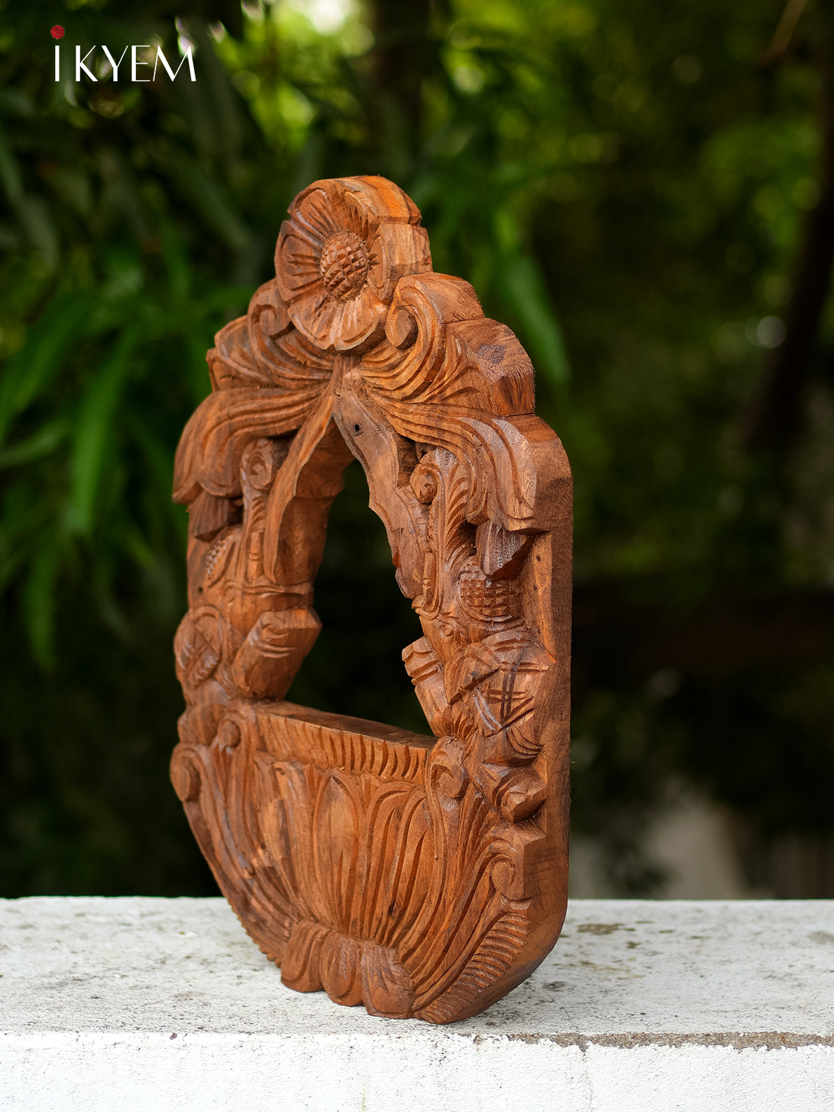 Regal Hand-Carved Wooden Jharokha Mirror Frame 2