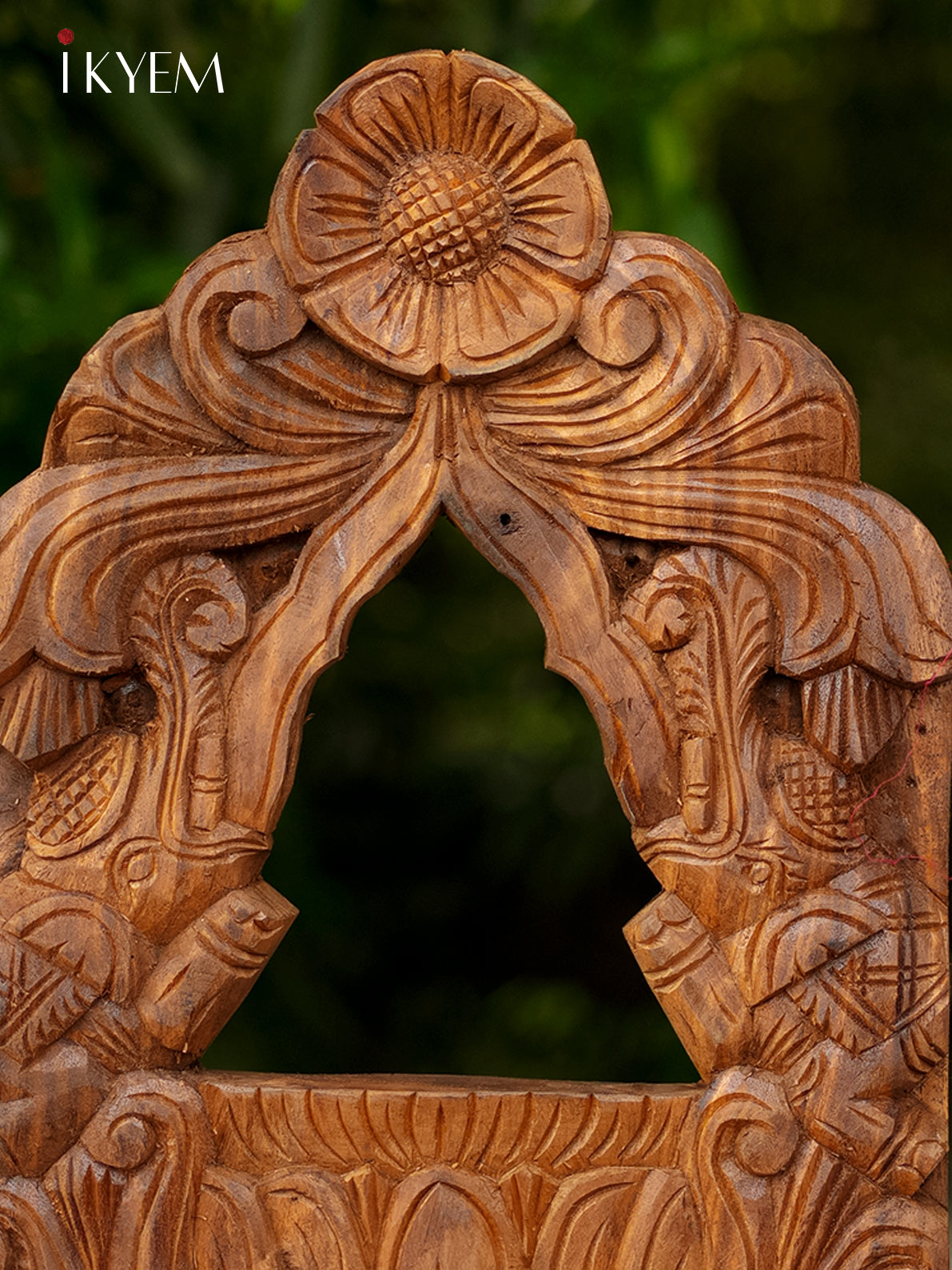 Regal Hand-Carved Wooden Jharokha Mirror Frame 3