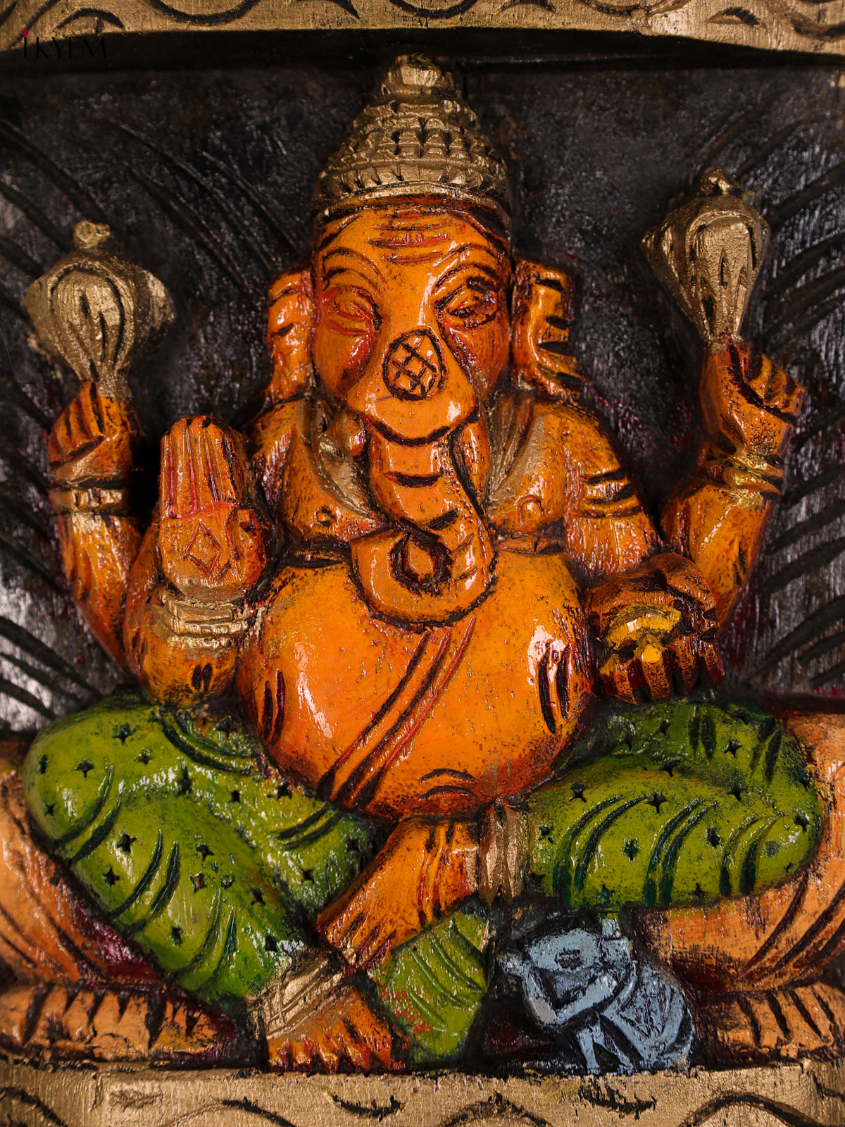 Regal Hand Painted Ganesha Lakshmi Sarawathi Vertical Wooden Panel Set 1