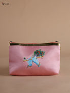 Regal Krishna Flute & Peacock Feather Printed Peach Purse with Zipper
