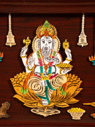 Regal Lakshmi Ganesha & Saraswathi Rosewood Inlay 3D Panel 2