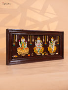 Regal Lakshmi Ganesha & Saraswathi Rosewood Inlay 3D Panel 4