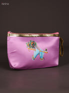 Regal Lilac Krishna Flute & Peacock Feather Printed Purse With Zipper 2