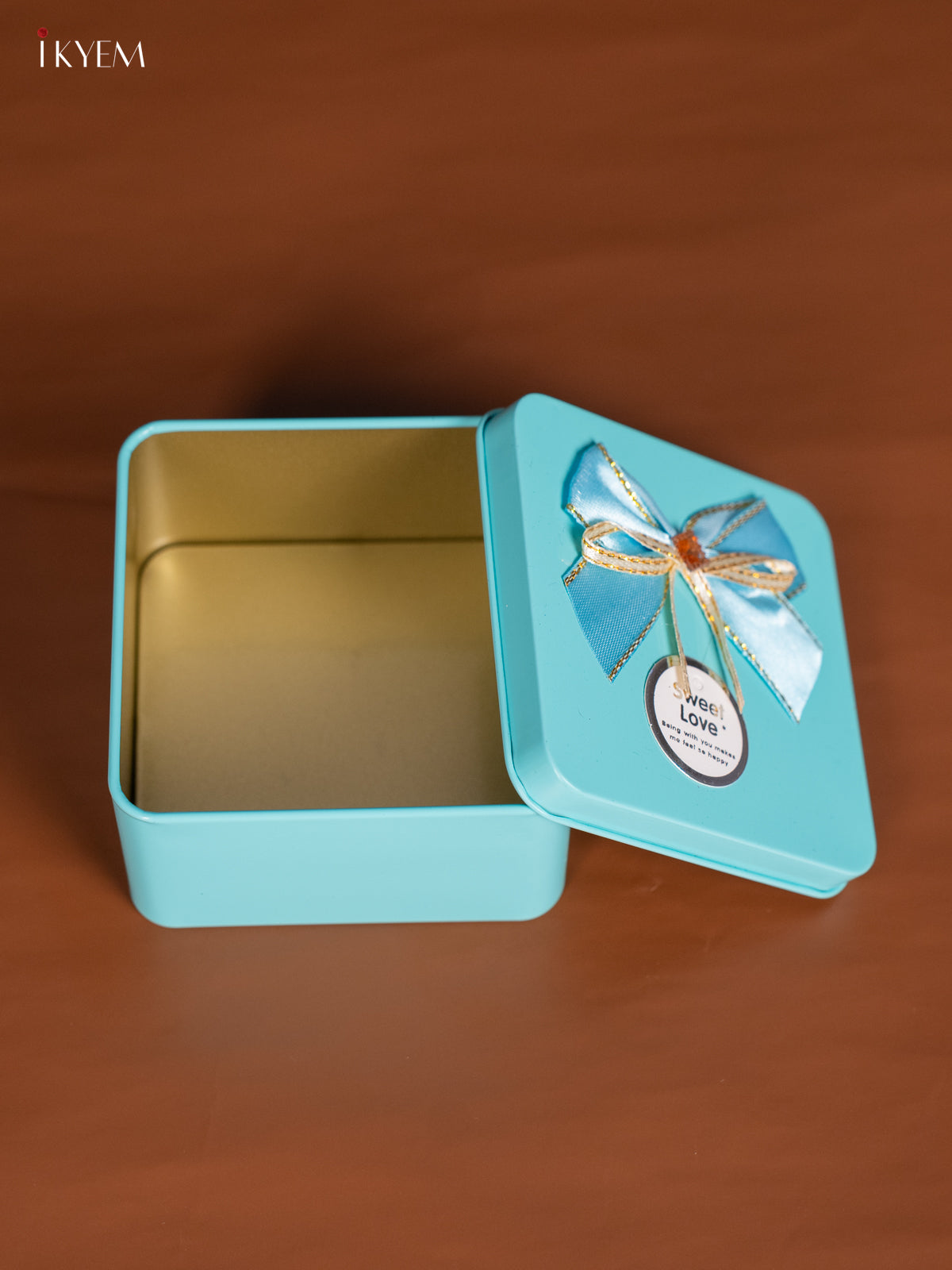 Regal Square Teal Tin Box for Festive Storage 