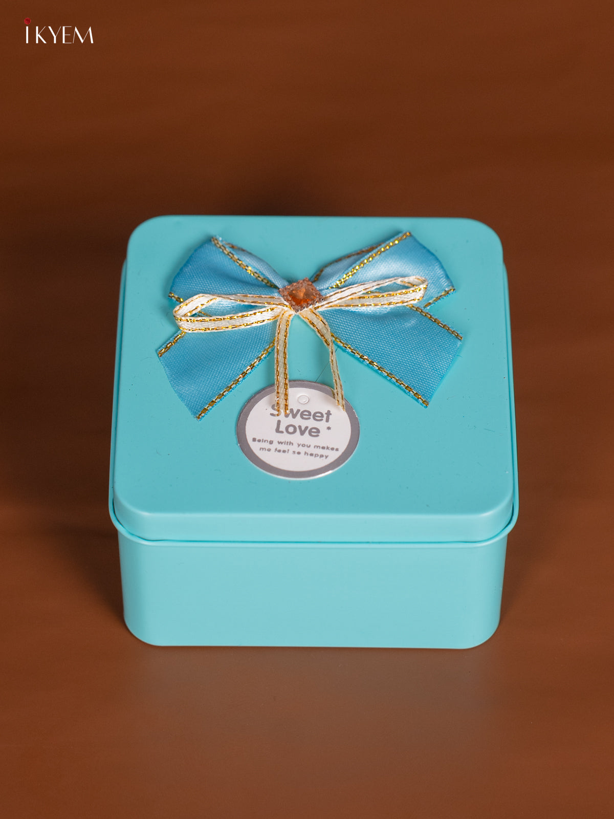 Regal Square Teal Tin Box for Festive Storage - 3.5 Inch